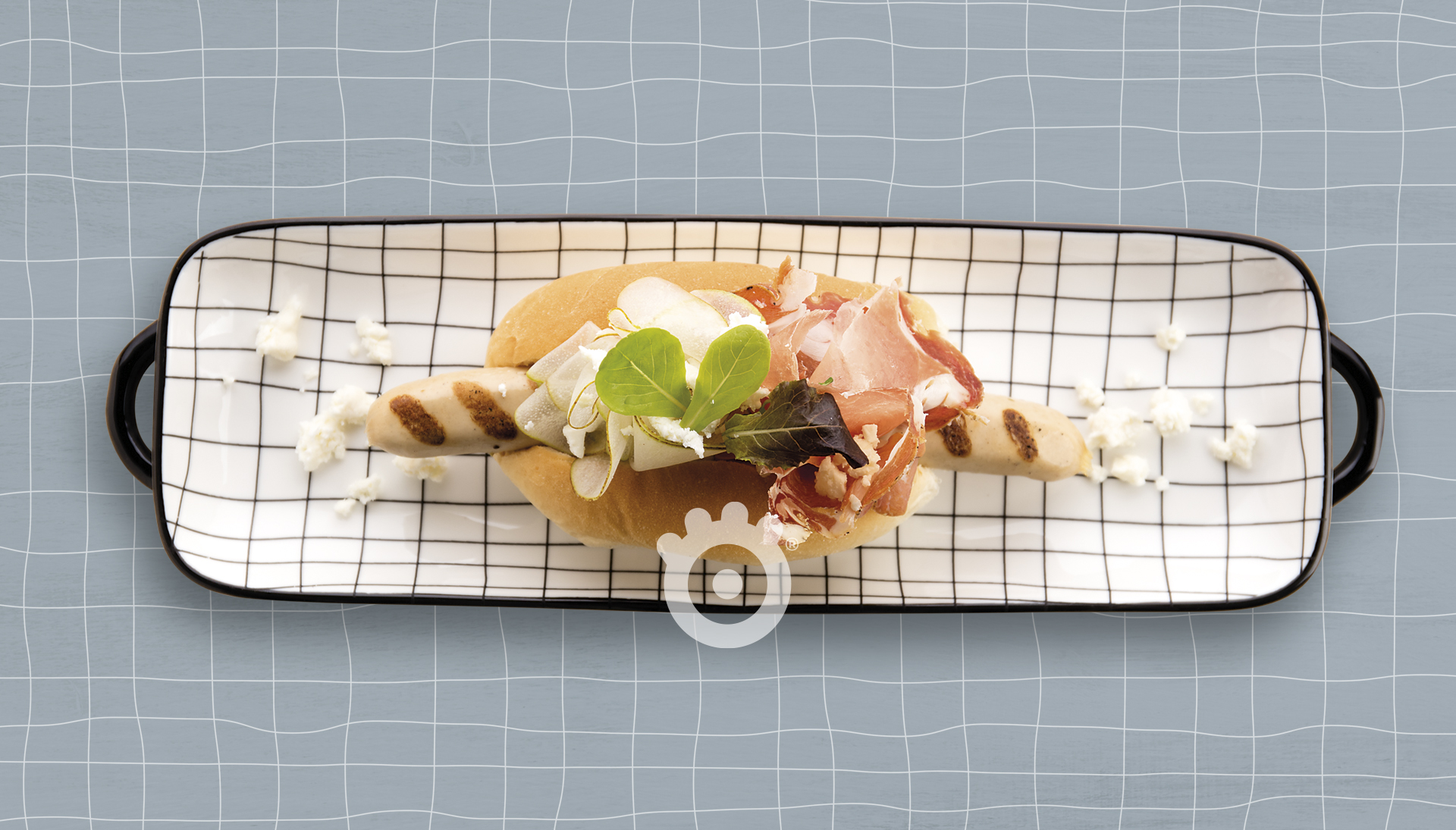 Panino con wurstel bianco - Food photography
